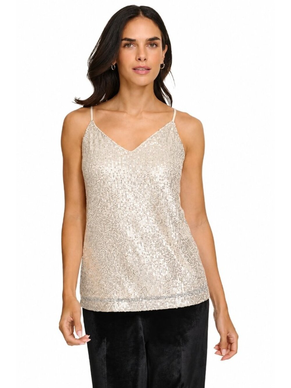 Calvin Klein Womens Size XL V-Neck Sequin Camisole Suit Top NEW - Picture 2 of 3